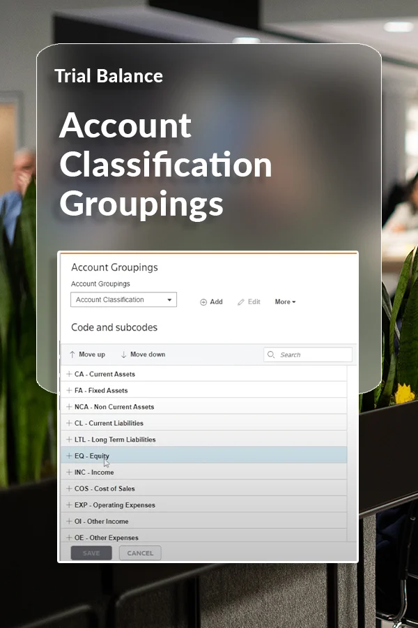 Account Classification Groupings