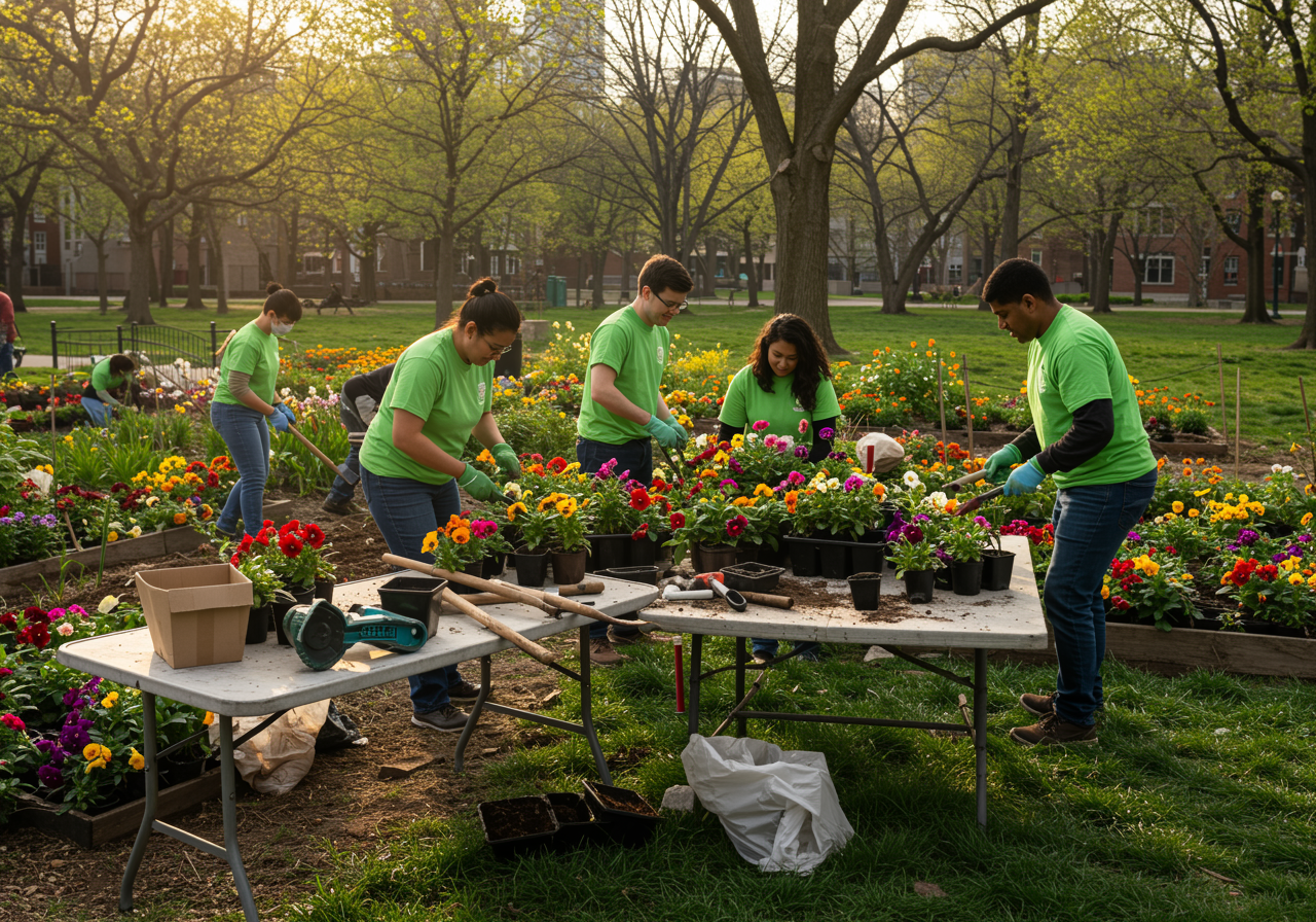 Non Profit In Chicago Outside In Planting Flowers 246641